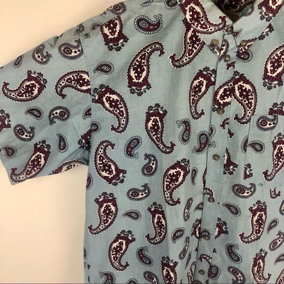 FIORUCCI PAISLEY MENS SHORT SLEEVE BUTTON DOWN SHIRT MADE IN ITALY - Picture 4 of 14